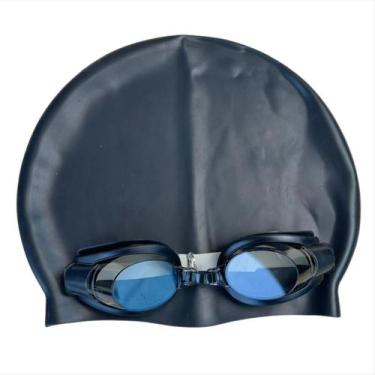 Imagem de kit oculos e touca silicone natação infantil para menino e menina resi