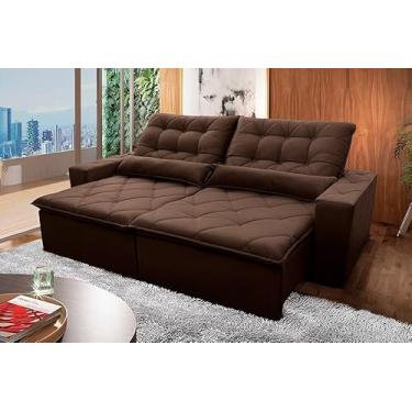Imagem de Sofá Retrátil Reclinável Islândia 2,10m Suede Velut Preto Molas no Assento - King House