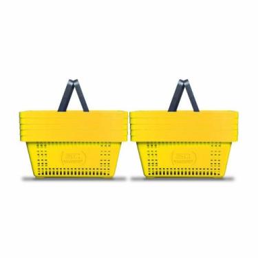 Imagem de Kit - 10 Cestos Compras Plástica D100 Cód. 3000 Amarelo - Della Plast