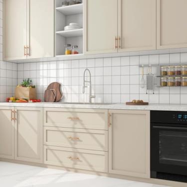 Imagem de FunStick Papel de parede de 40,6 cm x 609,6 cm bege acastanhado para papel de parede de cozinha à prova d'água tons bege bege papel de contato para armário papel de parede removível para banheiro