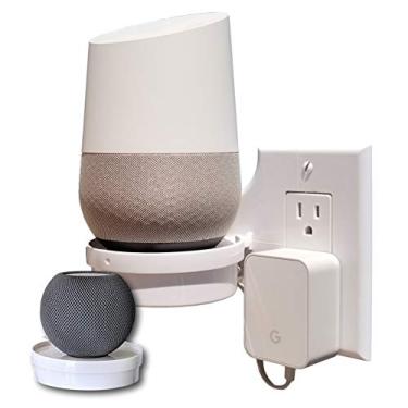 Imagem de Mount Genie Smart Home Outlet Shelf: Armazenamento de cabo oculto e cabos curtos extra personalizados, ótimo para Google Home, Ninho, Câmeras de segurança, Alto-falantes inteligentes e mais, Moderno, 1 Pack, Smart Shelf: White