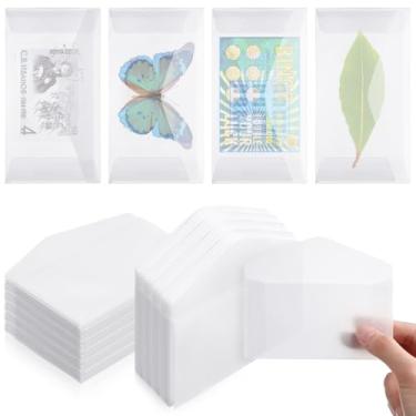Imagem de Eersida 600 envelopes de vidro 6 x 10 cm mini porta-bilhetes de loteria de vidro para lembrancinha de casamento para convidados de casamento, suporte de envelope de sementes de tecido para raspadinhas