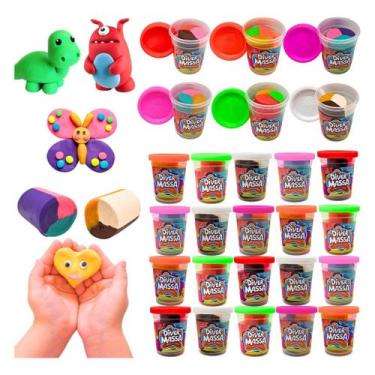 Imagem de Kit 20 Massinha De Modelar Perfumada Criança Tricolor - NoBrand