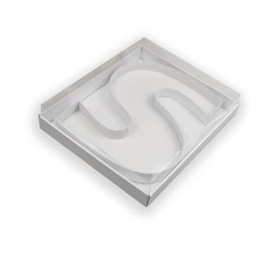 Imagem de Manoczy Caixa de papelão preenchível de 35,5 cm com tampa transparente, bandeja de presente vazada branca para aniversários, festas de aniversário e eventos (P)