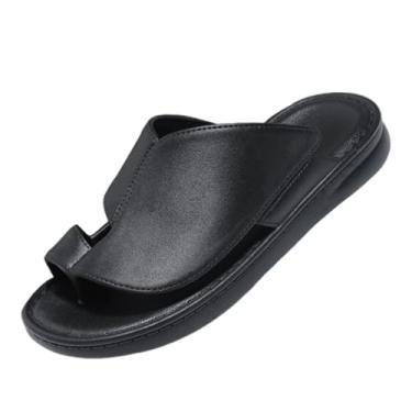 Imagem de Chinelos De Praia Exterior, Sandálias Ortopédicas Antiderrapantes Para Homem Confortáveis ​​para O Verão Com Joelho, Chinelos Ortopédicos Macios Abertos Caminhada, Moda Casual Caminhada(Black,45 EU)