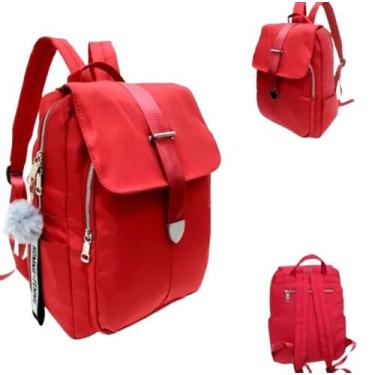 Imagem de Bolsa Mochila Feminina Trabalho Escolar Brinde Chaveiro Pompom - AnjGG