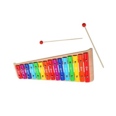 Imagem de Esquirla Xilofone de madeira para crianças, instrumento de percussão para bebês, brinquedos educativos de arco-íris com marretas para presentes de natal, 15 tons