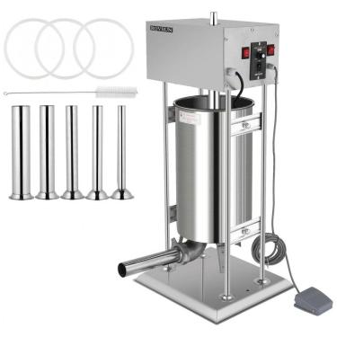 Imagem de Máquina de Enchimento de Linguiças Elétrica ROVSUN 10L - Aço Inoxidável, Design Vertical, Velocidade Ajustável, 5 Tubos de Enchimento, Uso