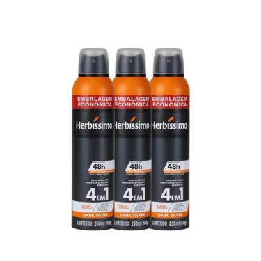 Imagem de Kit Desodorante Aerosol Antitranspirante Herbíssimo Dark Silver 250Ml 