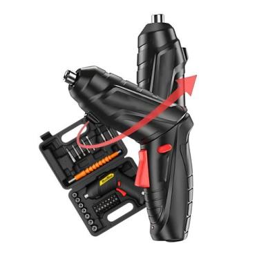 Imagem de Mini Parafusadeira Elétrica Recarregável 4.2V com LED  Kit 45 Itens + 