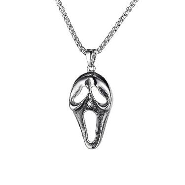 Imagem de EENSYWEENSY Colar com máscara de fantasma – pingente de fantasma de aço inoxidável, joia de terror de Halloween, presente para homens e mulheres