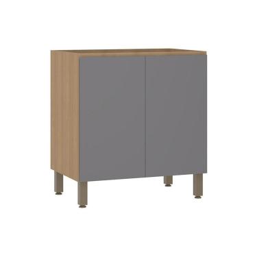 Imagem de Balcão De Cozinha 80cm 2 Portas Sem Tampo Slim Luciane Móvei Freijó/cinza Puro