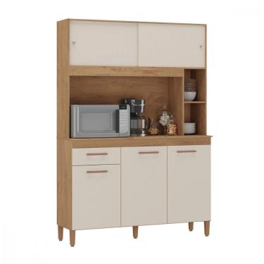 Imagem de Cozinha Compacta Ceara 5 Portas 1 Gaveta Canelato com  Off White Atualle