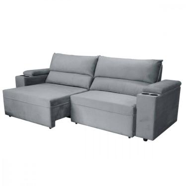 Imagem de Sofá Acapulco Veludo Cinza Retrátil Reclinável 2.00m Somopar