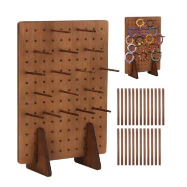 Imagem de Suporte de exibição retangular com 25 hastes de cavilha, suporte de acessórios de Pegboard, suporte de exibição de joias para chaveiros, suporte de quadro de joias para joias, shows de artesanato