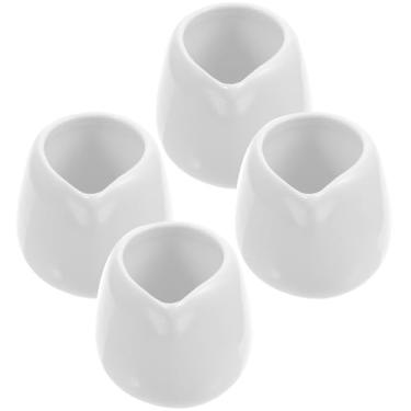 Imagem de Ipetboom Mini jarra de cerâmica branca, 4 frascos de cerâmica de 48 g, cremes clássicos de porcelana, jarra pequena de cerâmica para servir café, chá, leite, cozinha, dispensador de servir