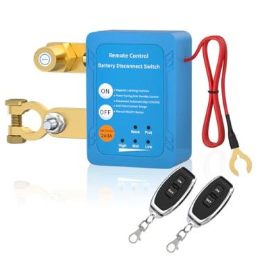 Imagem de APIELE Interruptor de desligamento para carro 12 V 240 A, interruptor de desconexão remoto de bateria, antifurto que evita o consumo de bateria, interruptor inteligente de corte de bateria para