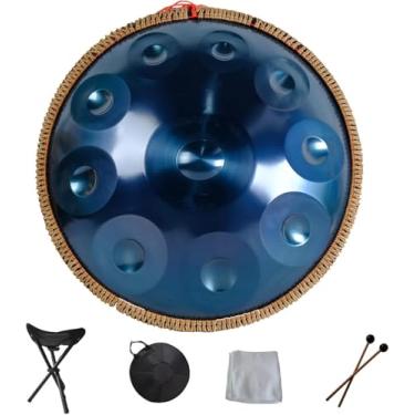 Imagem de Handpan Tambor Hand Pan 9 10 12 14 Notas Instrumento De Percussão Profissional Handpan De Aço Com Bolsa De Viagem Decoração De Corda E Marretas Para Meditação Yoga, Blue, 10Notes