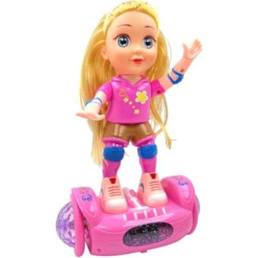 Imagem de Boneca Musical com Hoverboard Rosa, Luzes LED, Som Divertido e Base Giratória Infantil