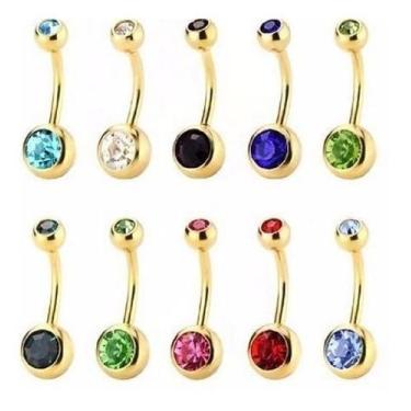 Imagem de Kit 10 Piercing De Umbigo Dourado Banhado A Ouro 18K - Decastro
