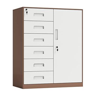 Imagem de SISWIM Armário de arquivo para gabinete de arquivo de escritório doméstico com trava, armário lateral baixo de 6 gavetas, armário de arquivo de aço para escritório, totalmente montado, pastas de
