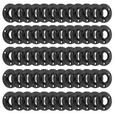 Imagem de Flange de piso preto antiferrugem, acessórios para tubos de ferro maleável Home TZH para estilo vintage industrial, flanges com furo rosqueado para projetos faça-você-mesmo/móveis/decoração de