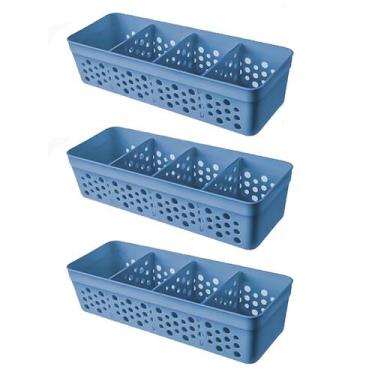 Imagem de Kit Conjunto Com 3 Cestos Vazado Pequeno Organizador Prático Com Desig