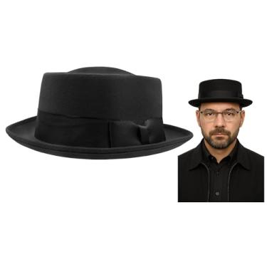 Imagem de Chapéu unissex Fedora de Feltro de Feltro para Gângster Fantasia Acessório, Preto, tamanho �nico