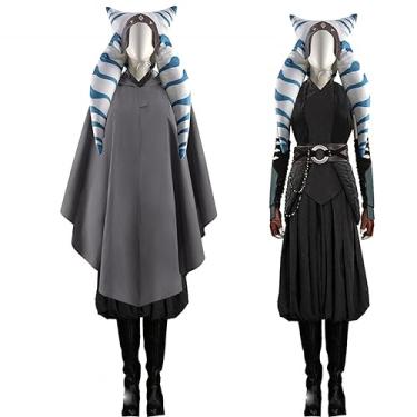 Imagem de Masfrida Fantasia Tano Adulto Cospaly Roupas Cosplay Feminino SW Uniforme Capacete Halloween Completo (GG, conjunto 3 (com capa))