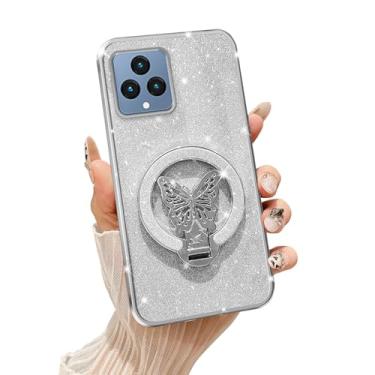 Imagem de Tesazxcn Capa T-Mobile Revvl 6 com suporte [compatível com Mag Safe], capa de telefone T-Mobile Revvl 6 com alça de pulso à prova de choque capa macia protetora com suporte para mulheres e meninas