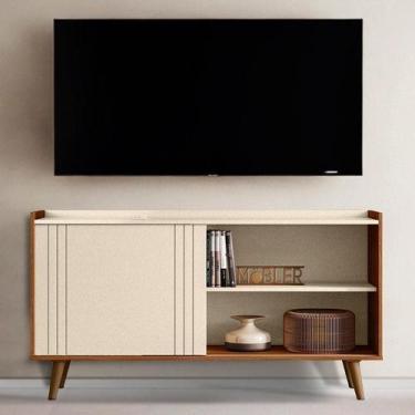 Imagem de Rack mobler new austin perola metalizado/cinamomo mel