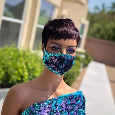 Imagem de PangDongLai Pixie Cut Peruca de cabelo humano curta em camadas preta 99J cor para uso diário de verão perucas de cabelo humano curto para mulheres negras leve, sem cola, fácil de colocar e levar