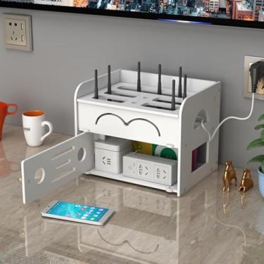 Imagem de Caixa De Armazenamento De Roteador Wi-fi Montada Na Parede,caixas De Armazenamento De Roteador Wi-fi,oco,dissipação De Calor E Ventilação,para Armazenamento De Fi, Double-layer-small, 24 * 28 * 19cm