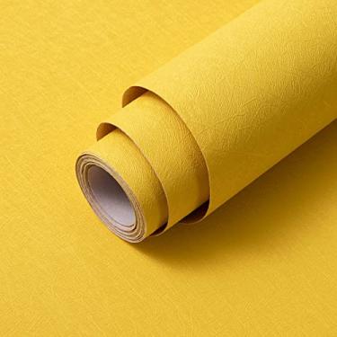 Imagem de Abyssaly Papel de parede amarelo papel de parede removível para quarto de meninas 15,7" x 1199,6" papel de parede autoadesivo texturizado de seda em relevo moderno papel de parede decorativo para casa prateleira