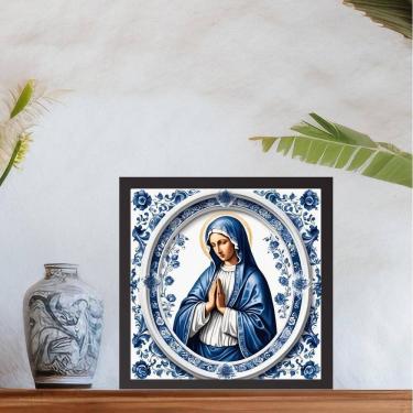 Imagem de Quadro Nossa Senhora Estilo Azulejo Português - 33X33Cm