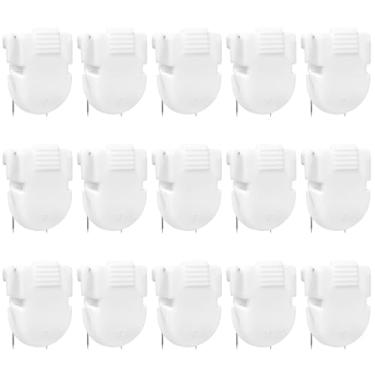 Imagem de 15 peças clipes de cubo de plástico ganchos de plástico pinos para paredes painel de tecido branco clipes de parede para pendurar fotos moldura notas de escritório memorandos documentos mensagens