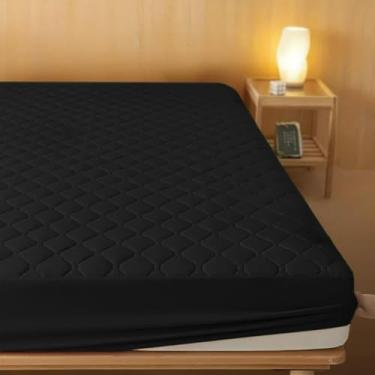 Imagem de Capa Protetora ImpermeáVel Para ColchãO Casal Queen/King - 100% ImpermeáVel AntiáCaros HipoalergêNica - Capa Matelada Com EláStico Para ColchãO Box E Espuma(preto,Queen)