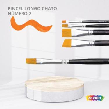 Imagem de Pincel pelo sintetico dourado preto longo chato numero 2 - ACRILEX