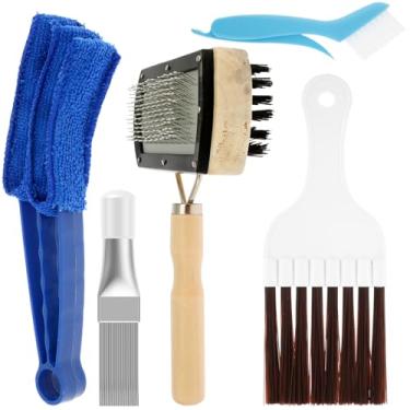 Imagem de DJAPWPX - Conjunto de 5 peças de limpador de barbatana de ar condicionado, escova de limpeza de aleta CA dupla face, escova de limpeza de barbatana condensadora prática, conjunto de ferramentas de