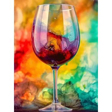 Imagem de YL Mainland Kits de pintura de diamante 5D para adultos em taça de vinho tinto com strass redondo, gama completa de brocas, contas de diamante, acrílico, artesanato, decoração de parede para casa 30 x