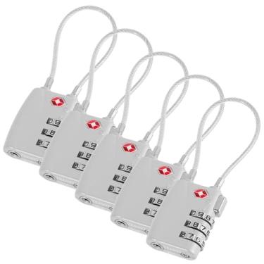 Imagem de UKQRRTC Trava de combinação de bagagem, trava de mala de viagem de liga de zinco, cadeado de cabo com código reinicializável de 3 dígitos para malas, mochilas, armários de academia, caixas de