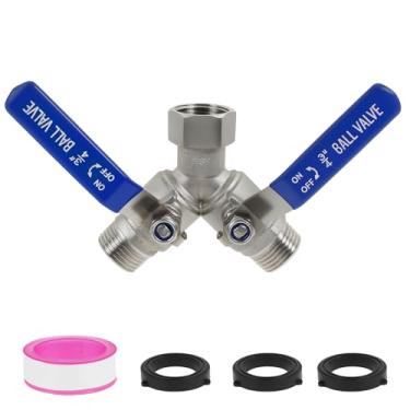 Imagem de Divisor de mangueira de jardim de aço inoxidável, 304 aço inoxidável 3/4 polegada rosca Y válvula divisor torneira divisor fácil instalação mangueira de água conector Y para irrigação