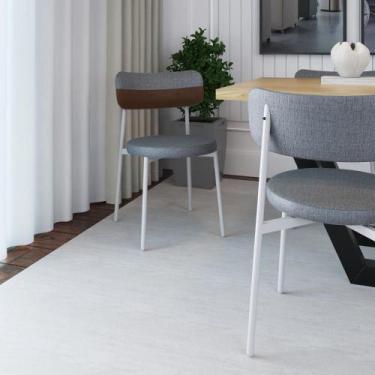 Imagem de Conjunto 2 Cadeiras de Jantar Kyta Tecido Mesclado Est.Branca - Metali