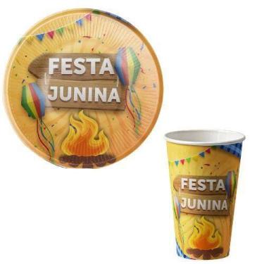 Imagem de Kit 10 Convidados Pratos Copos Papel Festa Junina Decoração - Udlandia