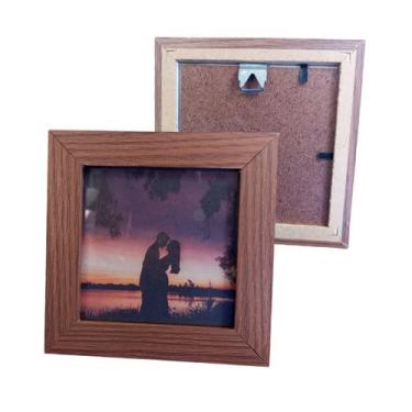 Imagem de Porta Retrato em Madeira c/ vidro para fotos 10x10cm - TW Quadros Marí