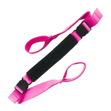 Imagem de KiBcsLic Cinta de ioga, cinta de alongamento de ioga, fitness premium, equipamento portátil para exercícios de dança, academia profissional, cinto de maca de, Rosa Vermelha