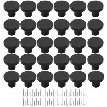 Imagem de CABDM 30 pacotes de puxadores de gaveta e armário pretos foscos, puxador redondo, adequado para banheiros, armários, cozinhas e penteadeiras