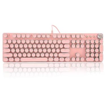 Imagem de Teclado para jogos Acogedor Pink Punk Mechanical com luz de fundo