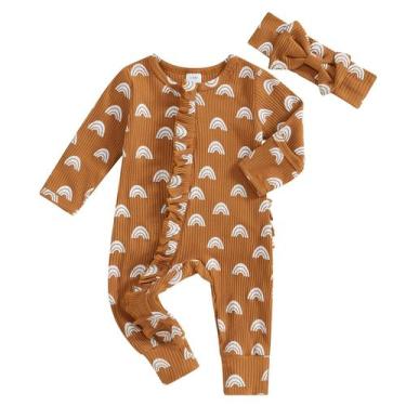 Imagem de Conjunto de roupas de inverno Socutebabe Baby Girl Ruffle Romper + Hea