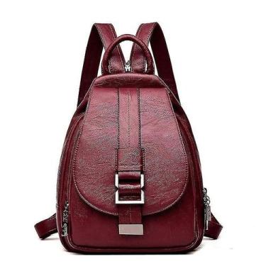 Imagem de Mochilas femininas de couro vintage feminino ombro/mochilas escolares 